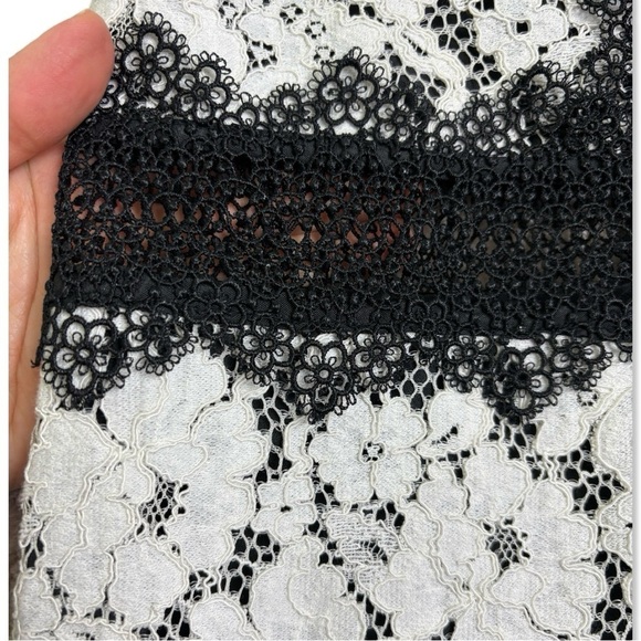 ⭐️FEW MODA White & Black Shadow Floral Crochet Lace Sheath Dress - Picture 3 of 6